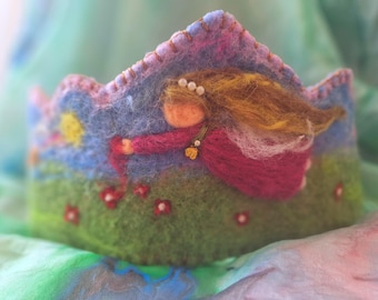 Waldorf Flower Fairy Birthday Crown: Felted Wool, Handmade, Personalized