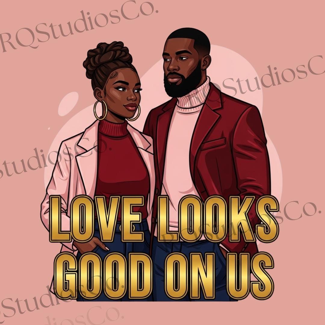 African American Valentines Day PNG | Black Couple Love Design | Love ...