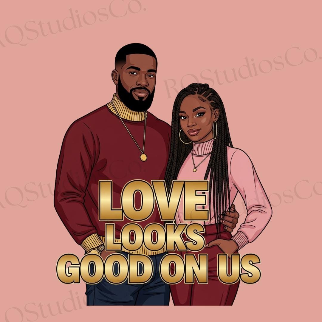 African American Valentine PNG | Black Couple Love Illustration | Love ...