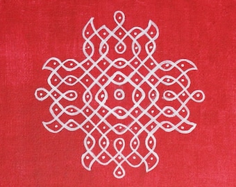 Traditional Tamil Kolam in a Canvas for Pooja Room