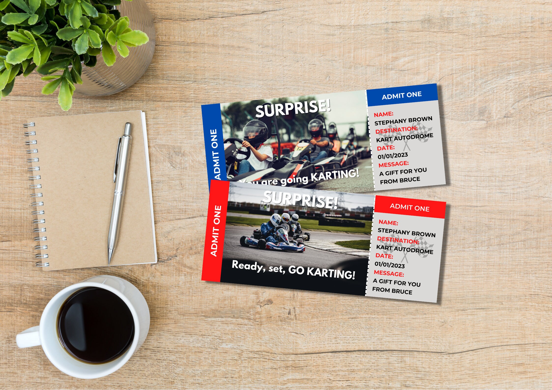 Editable Go Kart Racing Surprise Ticket Template, Printable Go Karting ...