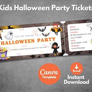 Bearbeitbare Kinder-Halloween-Party-Einladung, druckbare Halloween-Schulparty-Einladung, benutzerdefinierte Kinderkostüm-Party-Gutschein, Canva-Vorlage