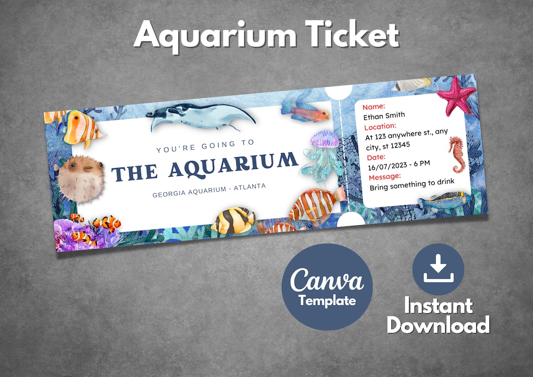 Editable Aquarium Ticket Template, Printable the Aquarium Surprise Gift ...
