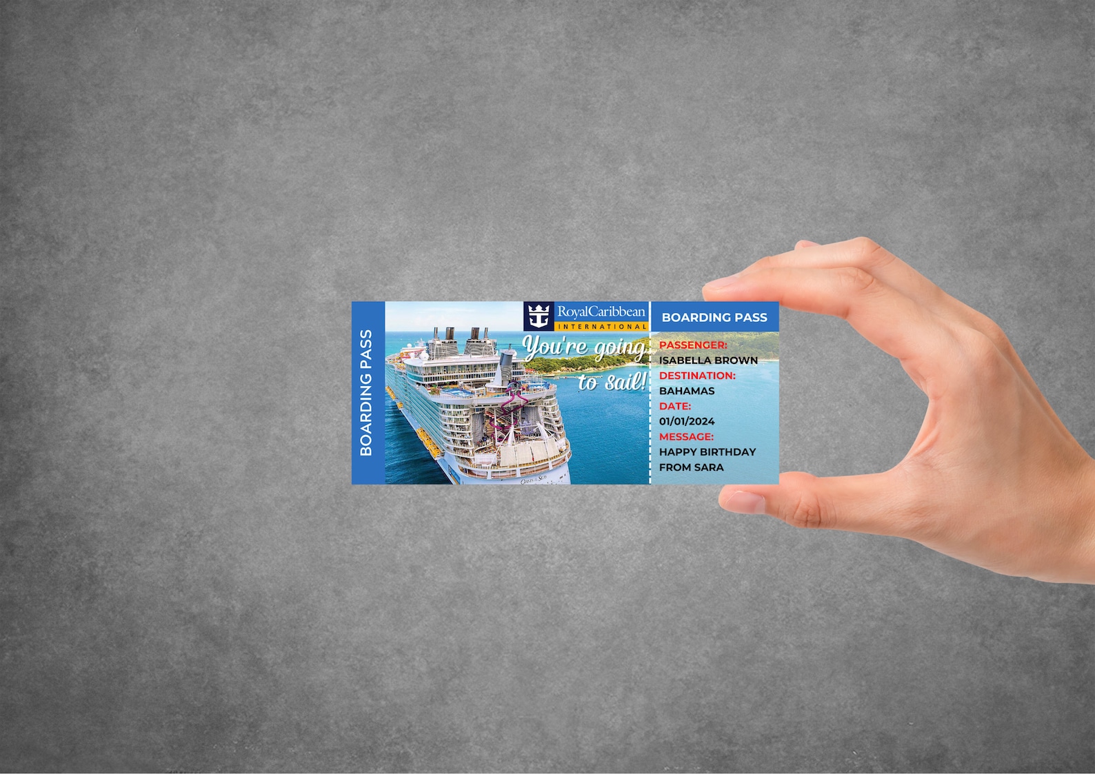Editable Royal Caribbean Cruise Surprise Tickets Templates, Printable ...
