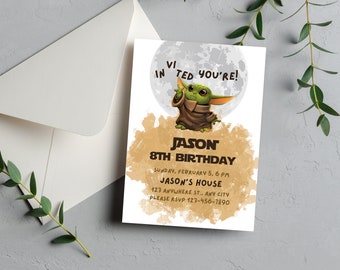 Printable Star Wars Birthday Invitation, Editable Canva Template (Digital Download)