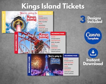 Kings Island Surprise Ticket Template, Printable Canva Vacation Gift (Digital Download)