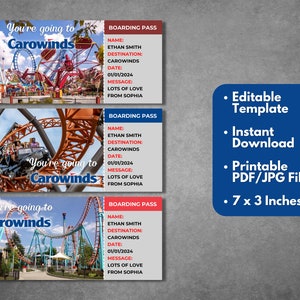 Editable Carowinds Surprise Ticket Template, Printable Carowinds ...