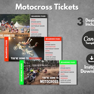 Bearbeitbare Motocross-Rennüberraschungsgeschenk-Eintrittsvorlage, druckbare Motocross-Einladungsvorlage, Freestyle Motocross-Gutscheineinladung