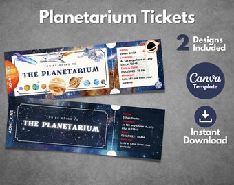 Editable Planetarium ticket template, Printable Planetarium voucher template, Custom Planetarium surprise gift ticket, Canva template