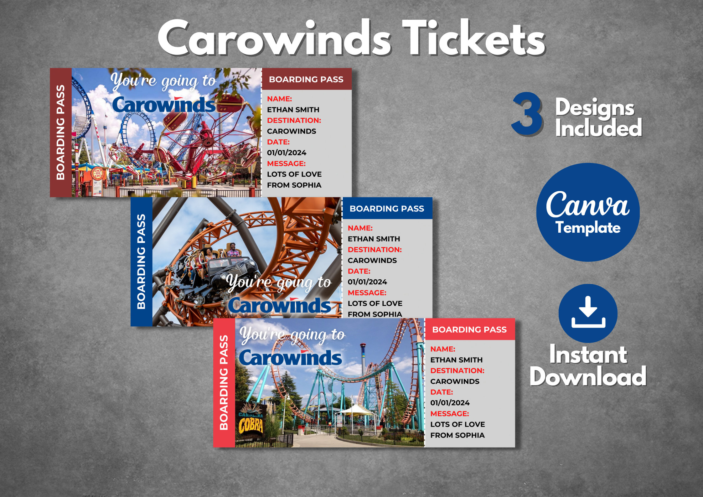 Editable Carowinds Surprise Ticket Template, Printable Carowinds ...