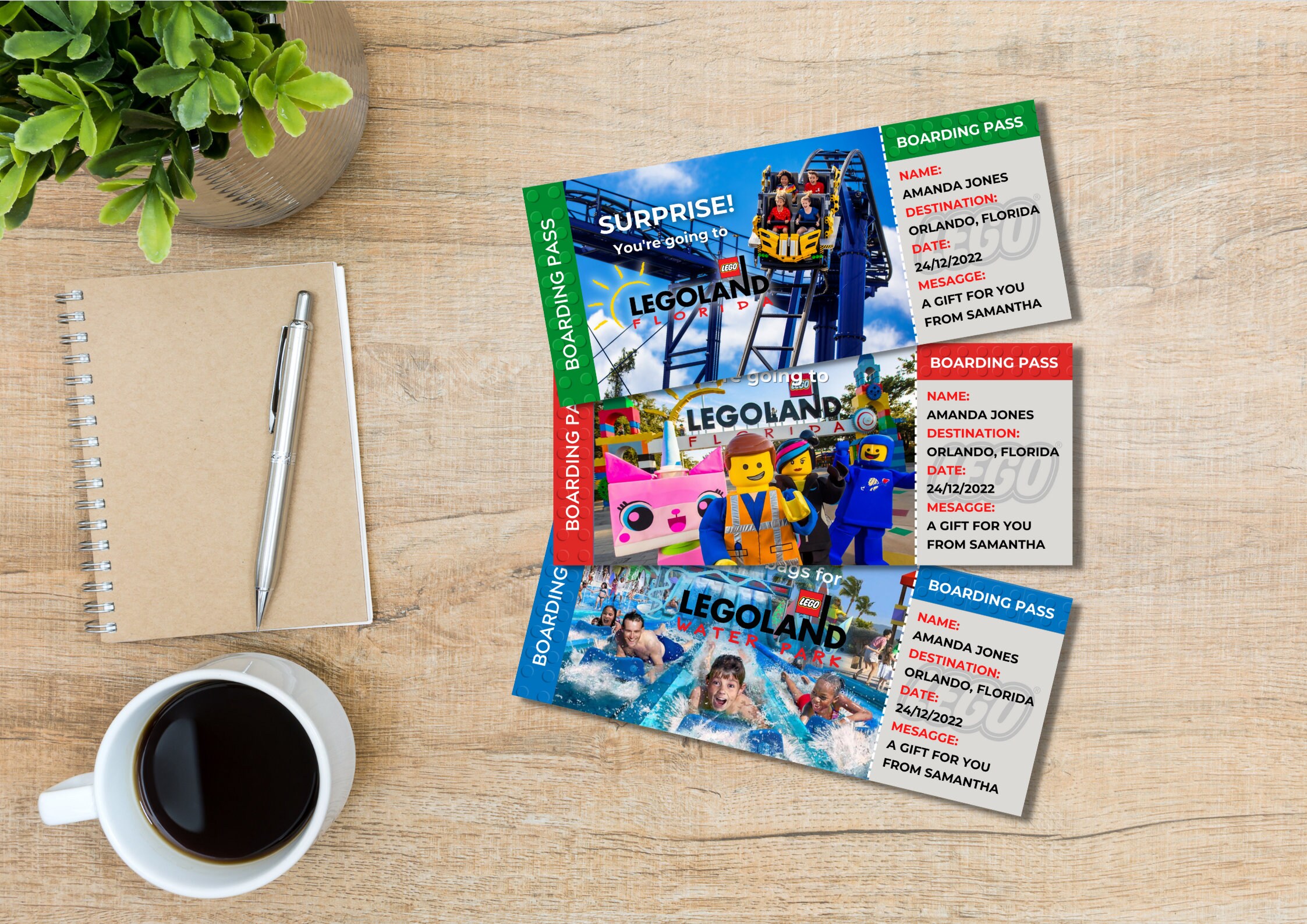 Editable Legoland Florida Surprise Ticket Template, Printable Legoland ...