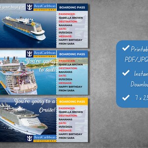 Editable Royal Caribbean Cruise Surprise Tickets Templates, Printable Royal Caribbean Boarding ...