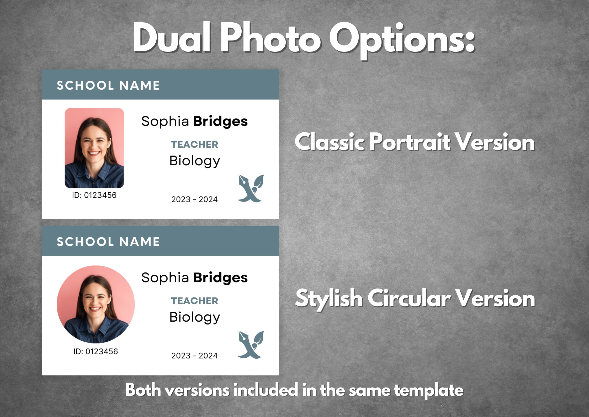 Editable ID Badge Template, Printable Photo ID Card (canva) - Etsy