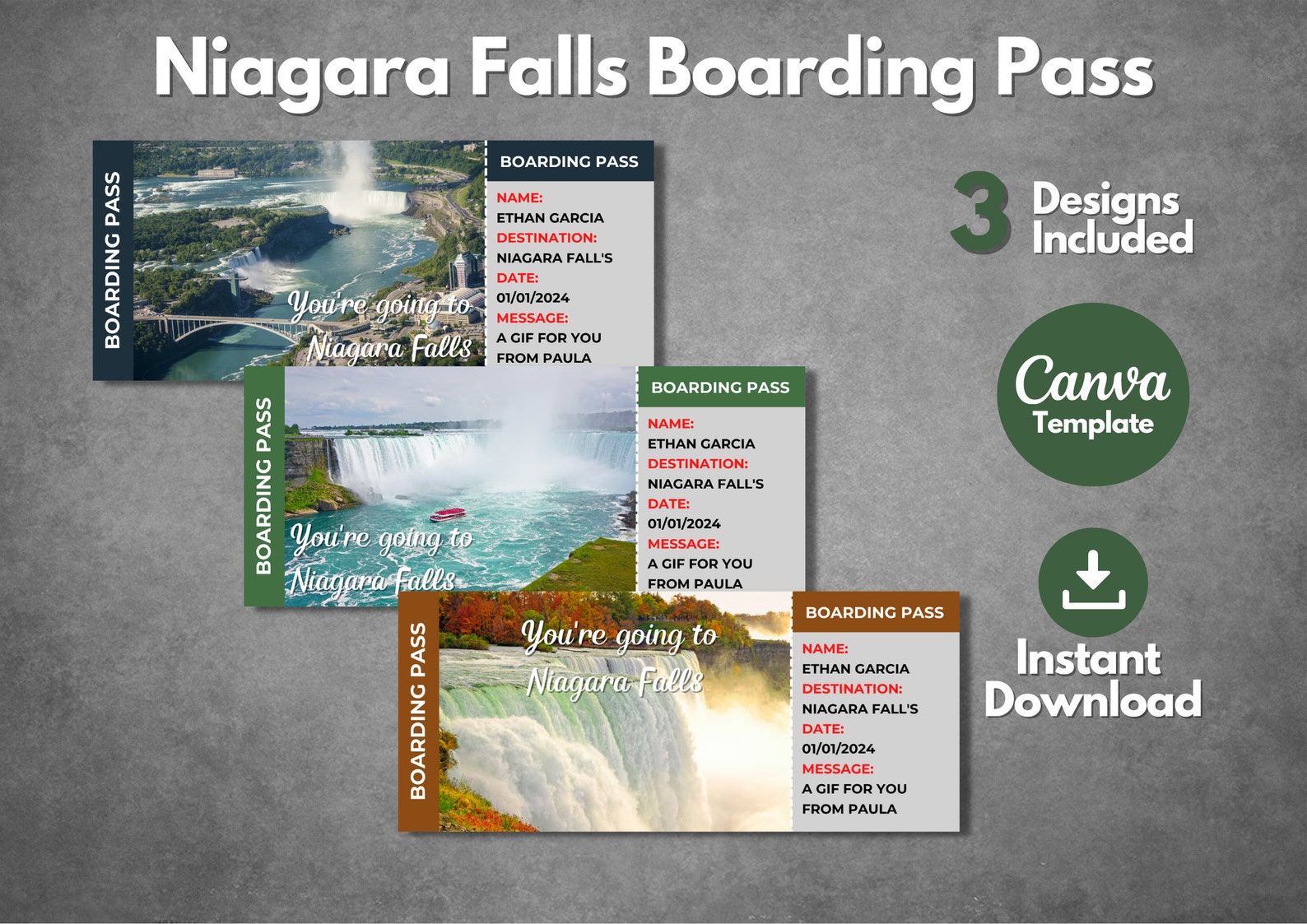 Editable Niagara Falls Surprise Ticket Template, Printable Niagara ...