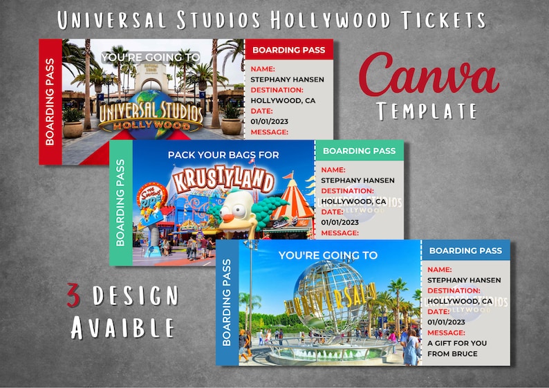 Editable Universal Studios Surprise Ticket Template, Printable