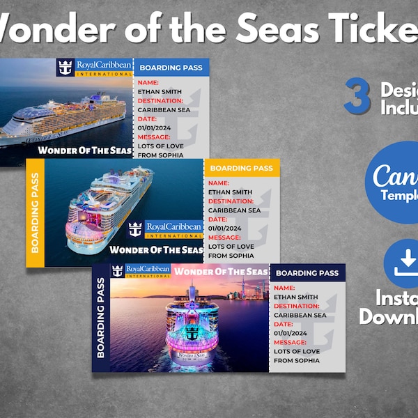 Royal Cruise Ticket Template - Etsy