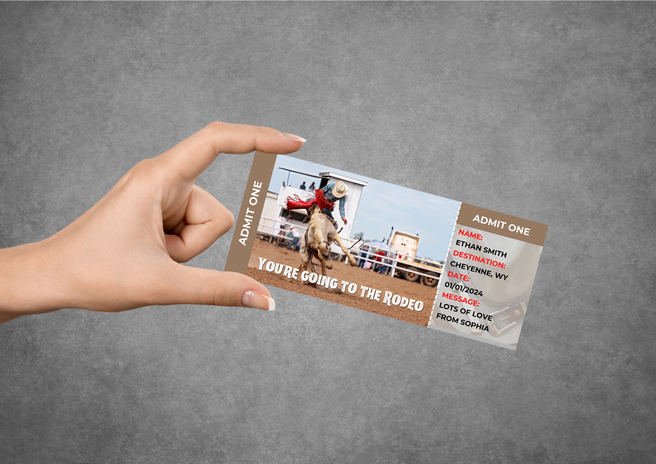 Rodeo Ticket Template: Western Surprise Gift, Printable Voucher (canva ...