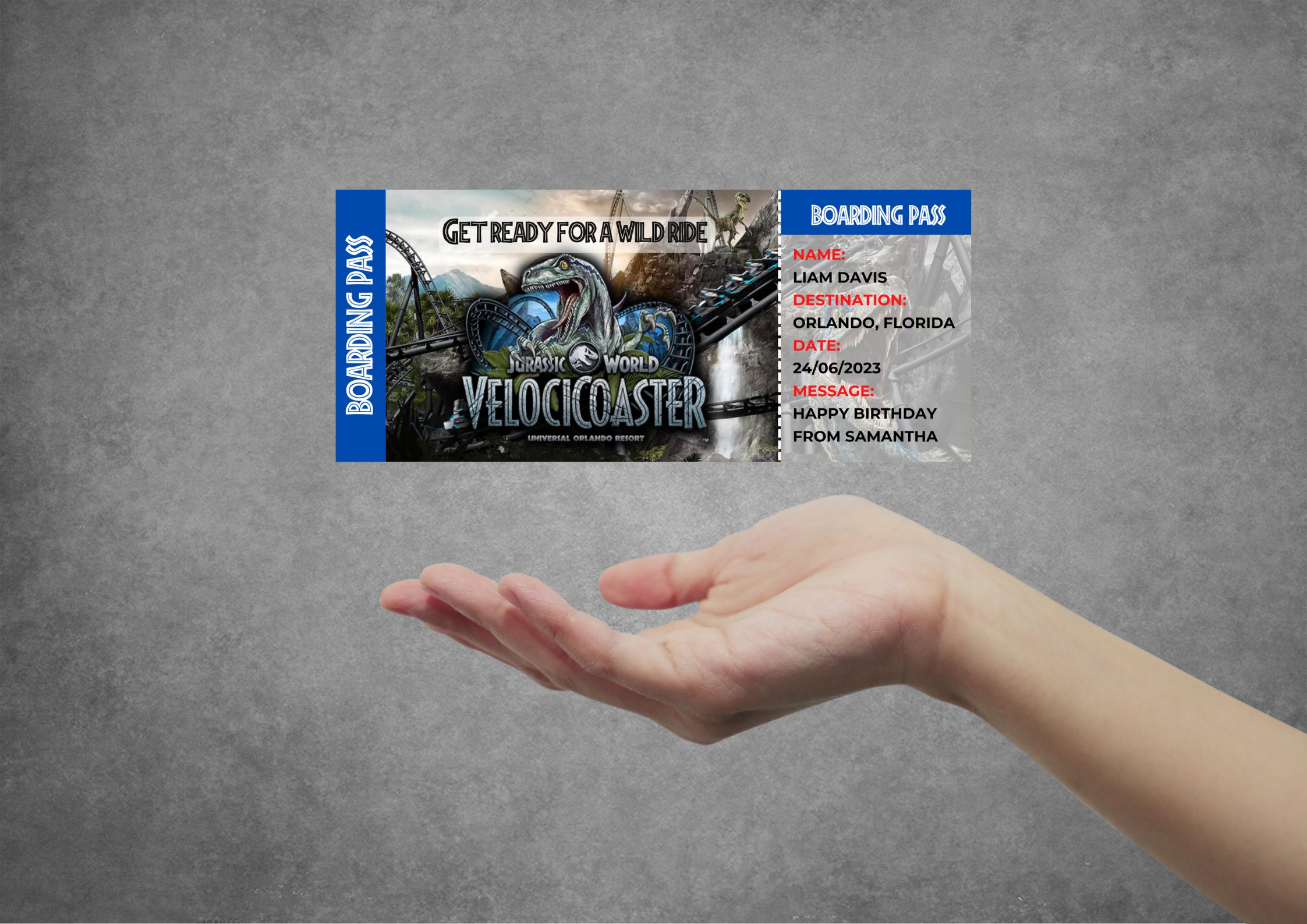 Editable Universal Studios Surprise Ticket Template, Printable