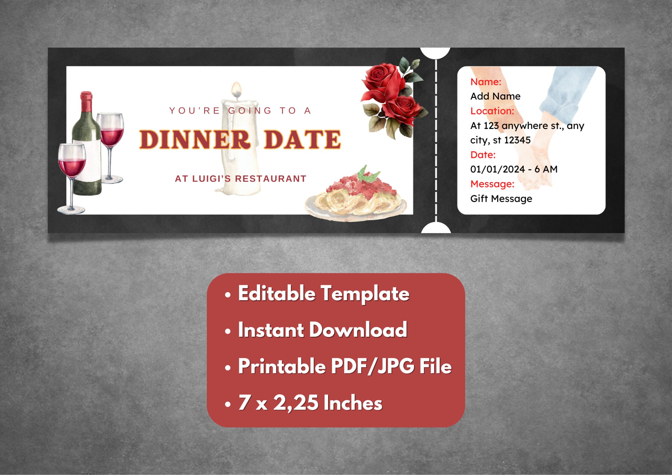 Editable Dinner Date Voucher Template, Printable Dinner Date Surprise ...