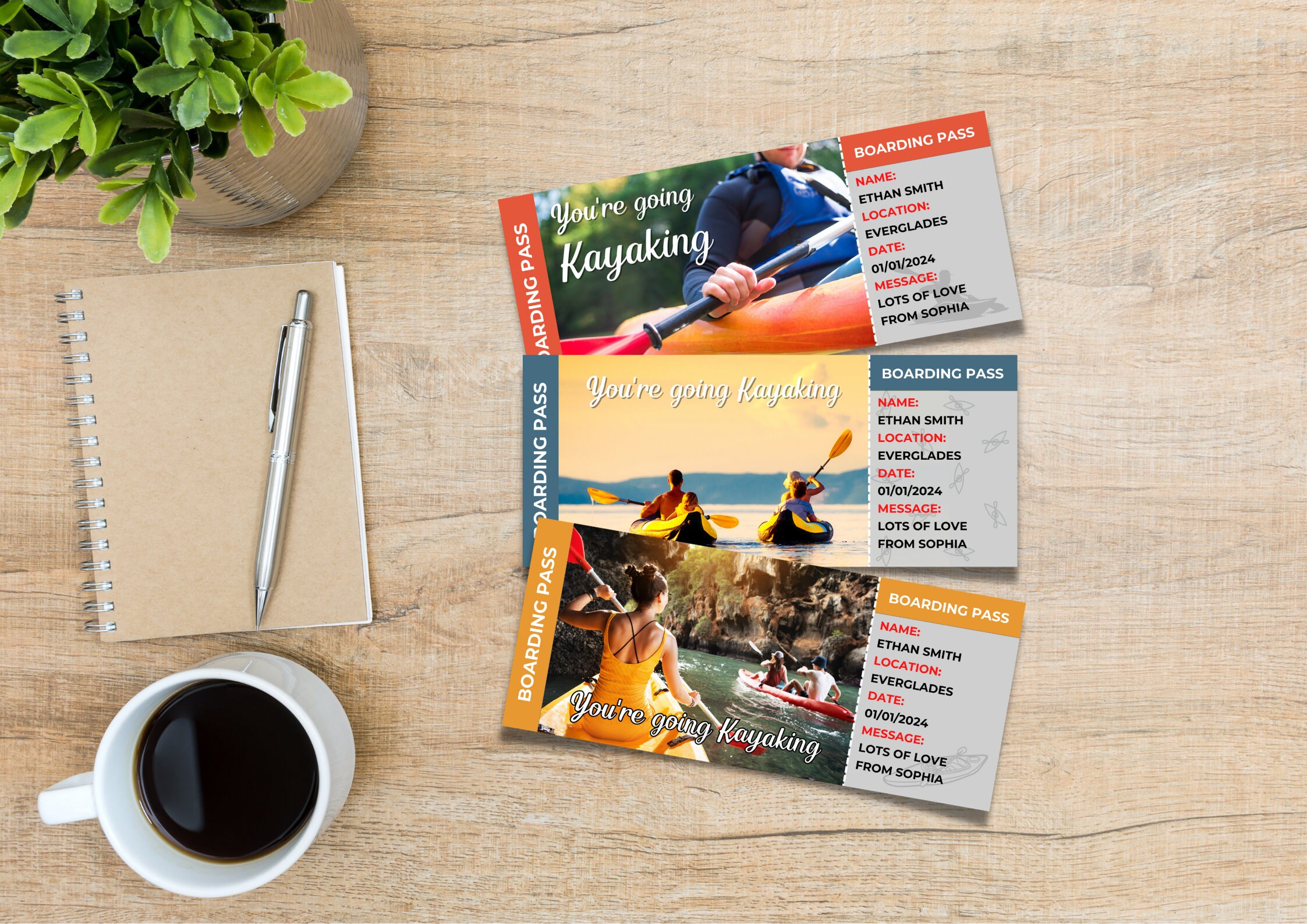 Editable Kayak Trip Ticket Template, Surprise Gift (canva Template ...