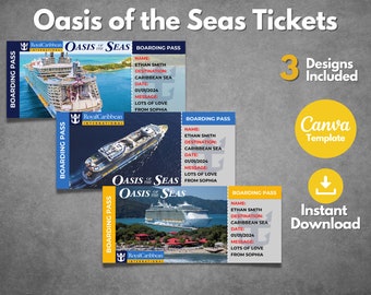 Szablon biletu na rejs Royal Caribbean, karta pokładowa Oasis of the Seas (do pobrania w wersji cyfrowej)