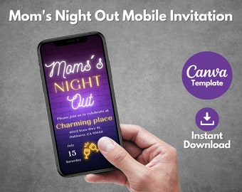 Moms Night Out Mobile Invitation, Editable Canva Template