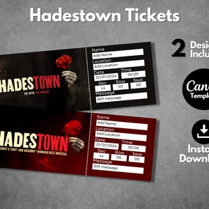 Bearbeitbare Hadestown Breitway Ticket-Vorlage, druckbarer Hardestown Theaterspiel-Geschenkpass, Hardestown-Überraschungsgeschenk-Kartenvorlage