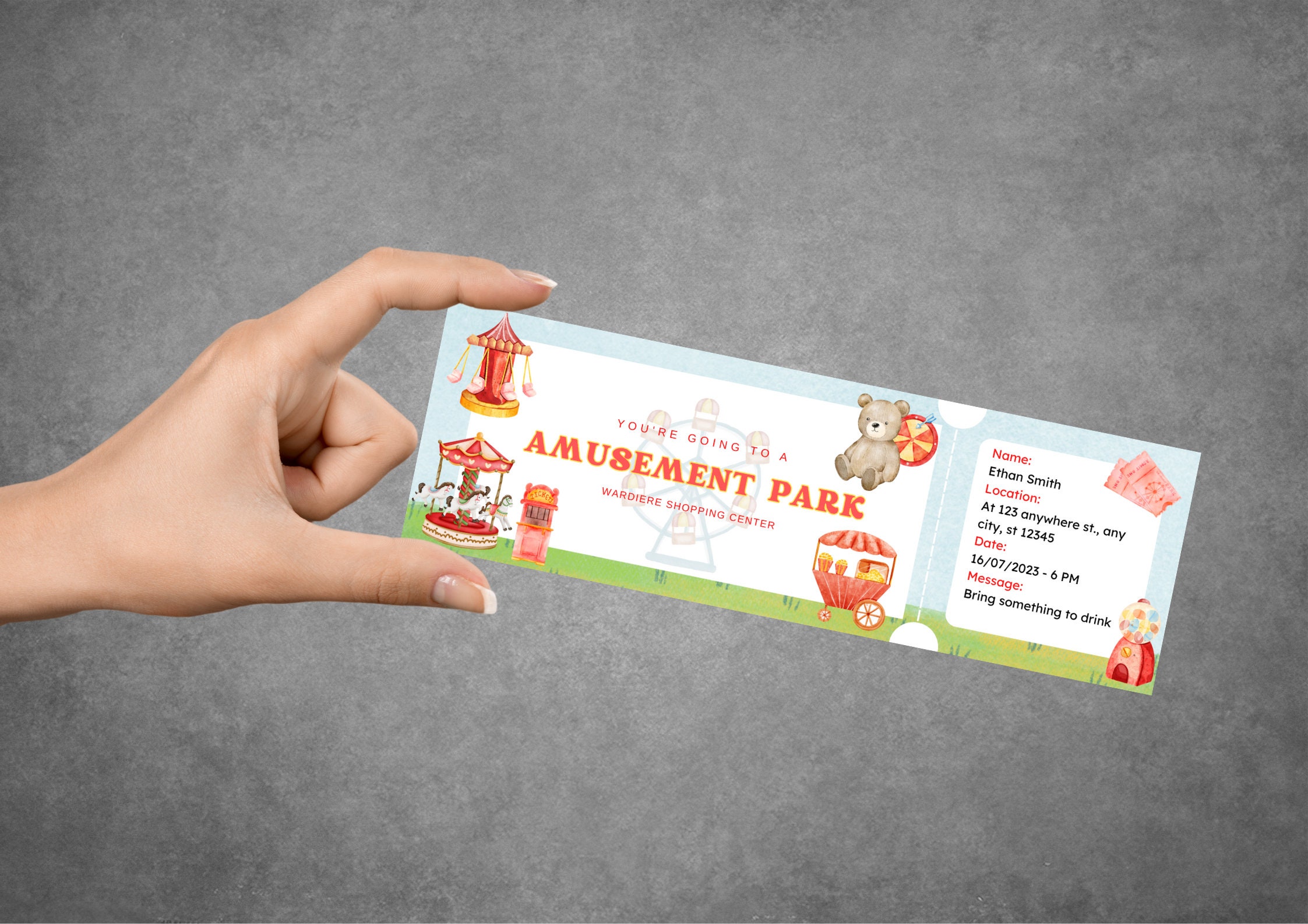 Editable Amusement Park Ticket Template Printable Amusement Park Editable Amusement Park Ticket Template Printable Amusement Park