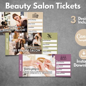 Bearbeitbare Schönheitssalon-Überraschungskartenvorlage, bedruckbare Geschenkkarte für Schönheitssalon, Einladungsgutschein für einen entspannenden Tag, Canva-Vorlage