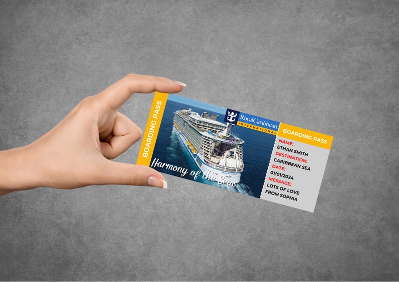Editable Royal Caribbean Cruise Surprise Ticket Template, Printable ...