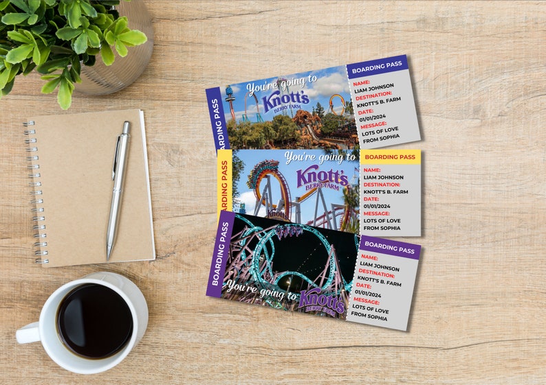 Editable Knotts Berry Farm Surprise Ticket Template, Printable Knott's ...