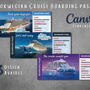 Printable Norwegian Cruise Line surprise ticket template, Editable Norwegian Cruise boarding pass, Norwegian Cruise ticket Canva template
