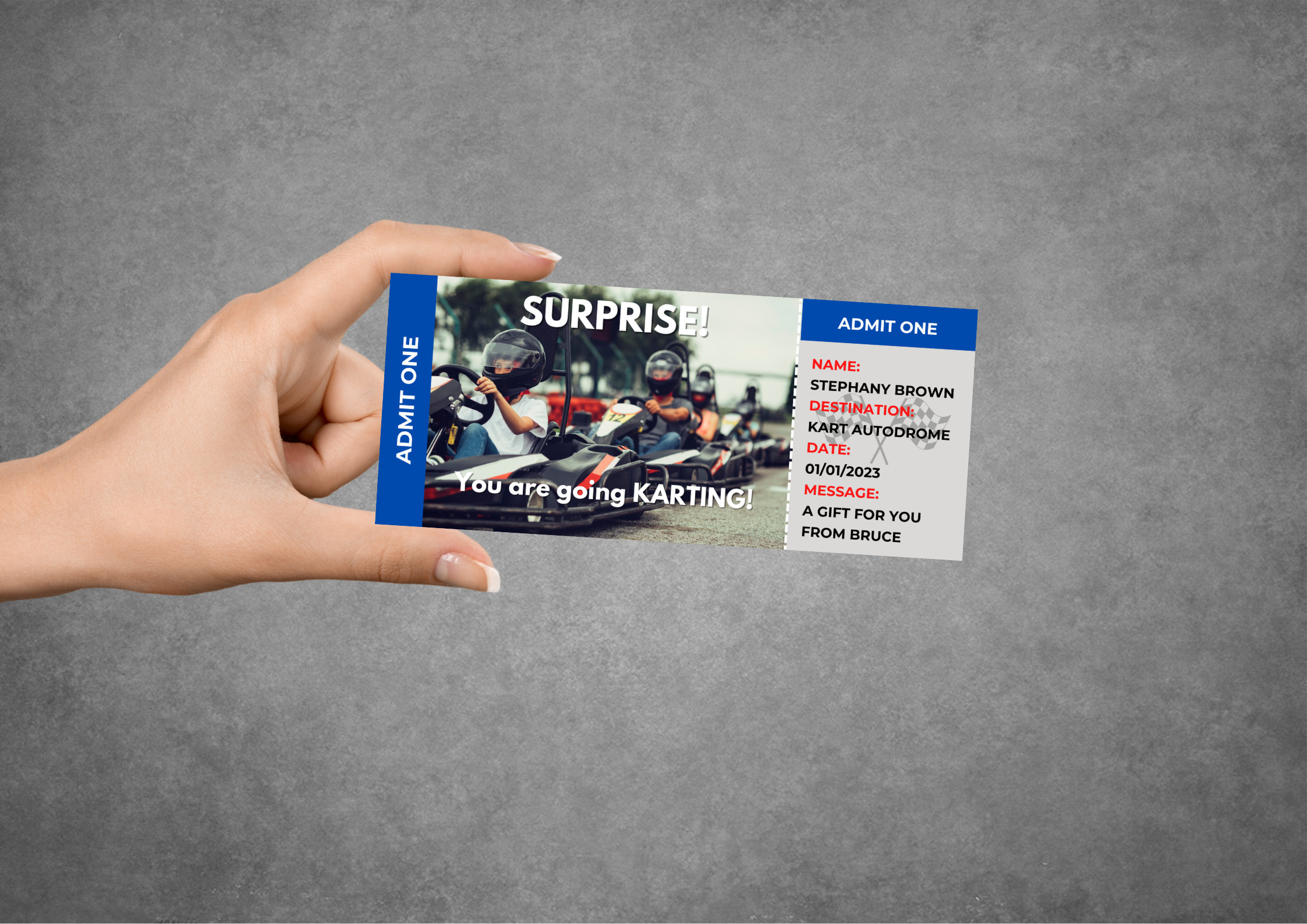 Editable Go Kart Racing Surprise Ticket Template, Printable Go Karting ...