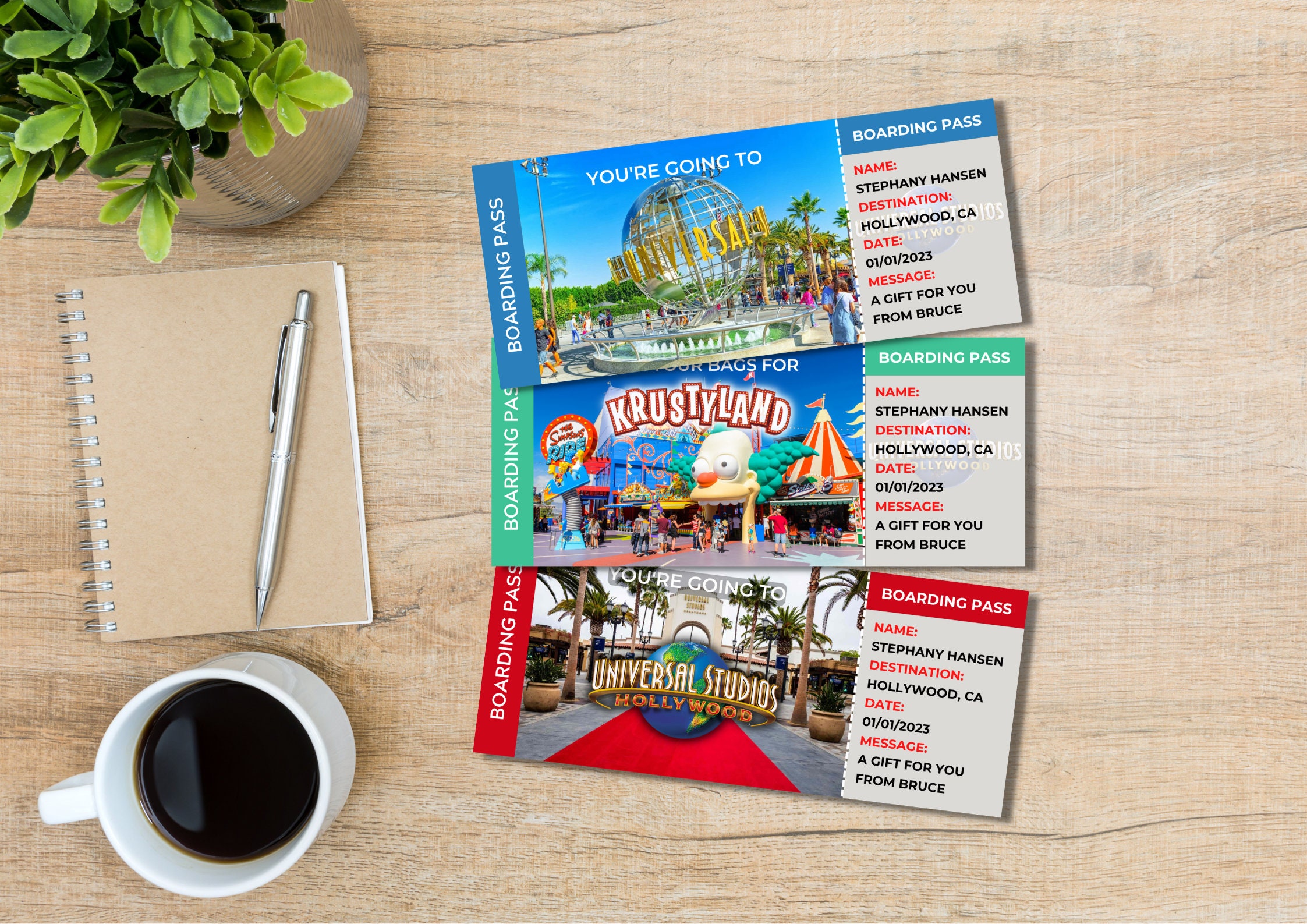 Editable Universal Studios Surprise Ticket Template, Printable