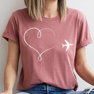 Travel Shirt, Travel Lover Gift, Heart Plane T-Shirt, Heart Vacation Shirt, Love Travel Shirt, Road Trip Shirt, Time Travel Shirt