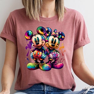 Water Color Mickey And Minnie Shirt, Mickey Minnie Shirt, Mickey Disney Shirt, Mickey And Minnie Shirts, Disney Shirts, Colorful Mickey Tee