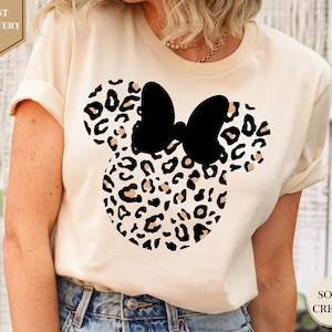 Leopard Print Minnie Mouse Shirt, Cute Disney Mom Shirt, Leopard Minnie Ear Shirt, Leopard Women Shirt, Disney Family Vacation Shirts,