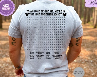 Funny Interactive Disney Shirt, Waiting In Line Puzzle Disney Shirt, Disney Dad Shirt, Disney Mom Shirt, Disneyworld Shirt,Word Search Shirt