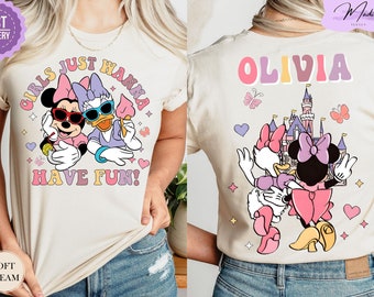 Custom Girls Just Wanna Have Fun Shirt, Minnie And Daisy Best Friends Shirt, Besties Matching Shirt, Disney Besties Shirt,Disney Girls Shirt