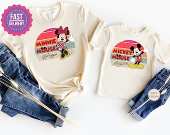 Retro Mickey and Minnie Mouse Shirt, Disney Shirt, Disney Sunset Shirt, Disney Sibling Shirt, Disneyland Shirt, Disney Family Vacation Shirt