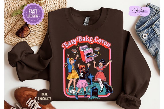 Easy Bake Coven 90s Horror Movie Fan Sweatshirt, Halloween Sweatshirt, Scary Halloween Crewneck, Witchy Vibes Sweatshirt, Spooky Season Gift