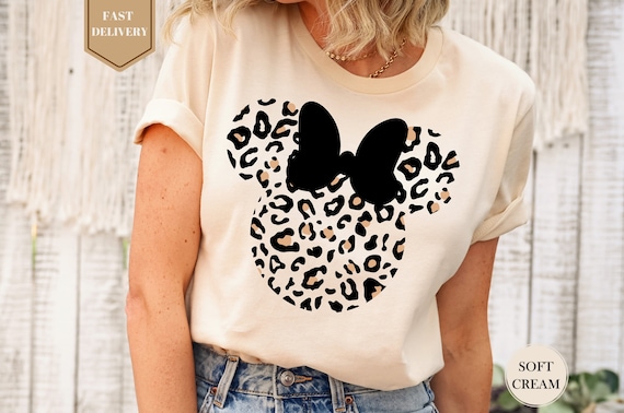 Leopard Print Minnie Mouse Shirt, Cute Disney Mom Shirt, Leopard Minnie Ear Shirt, Leopard Women Shirt, Disney Family Vacation Shirts,