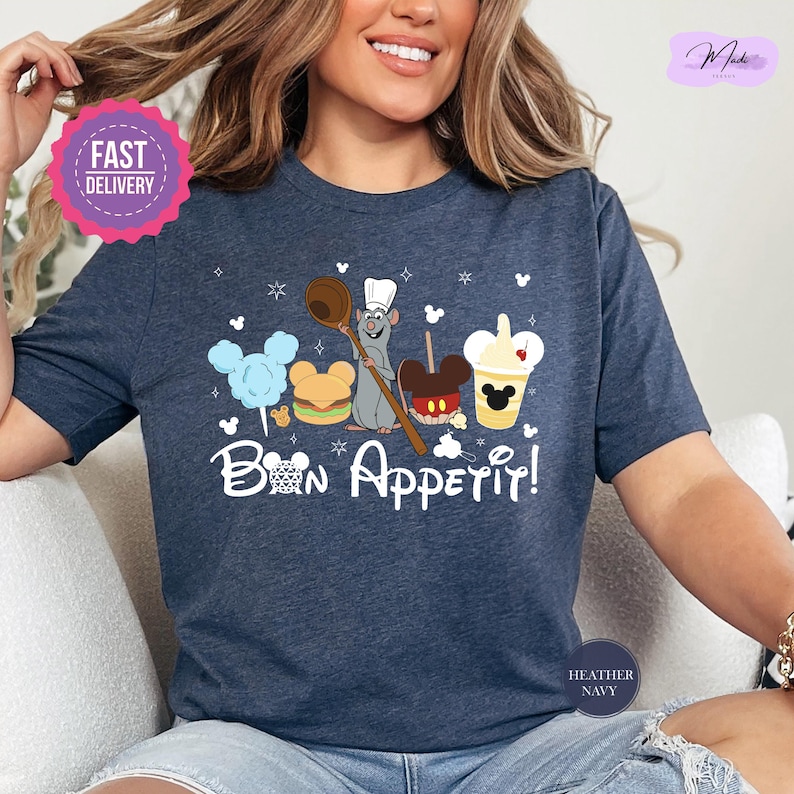 a woman sitting on a couch wearing a t - shirt that says bon apperi