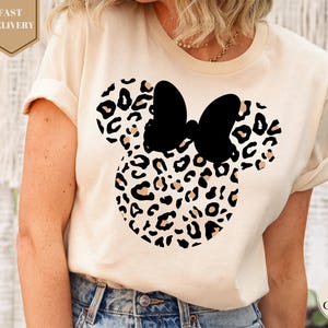 Leopard Print Minnie Mouse Shirt, Cute Disney Mom Shirt, Leopard Minnie Ear Shirt, Leopard Women Shirt, Disney Family Vacation Shirts,