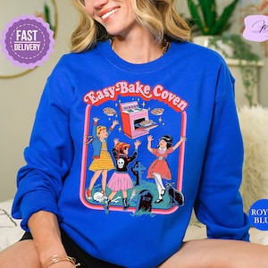 Easy Bake Coven 90s Horror Movie Fan Sweatshirt, Halloween Sweatshirt, Scary Halloween Crewneck, Witchy Vibes Sweatshirt, Spooky Season Gift