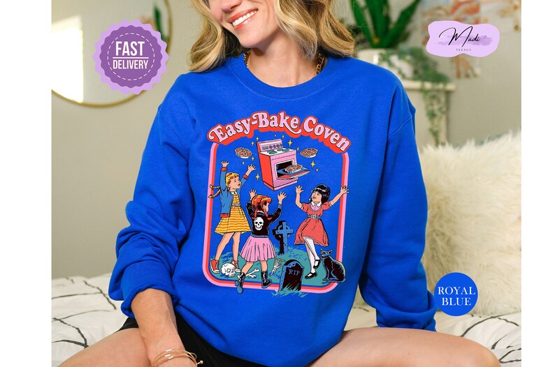 Easy Bake Coven 90s Horror Movie Fan Sweatshirt, Halloween Sweatshirt, Scary Halloween Crewneck, Witchy Vibes Sweatshirt, Spooky Season Gift