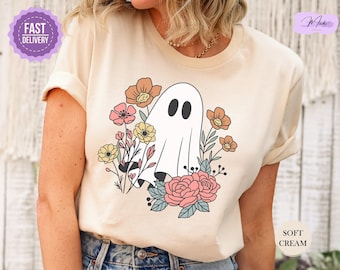 Ghost Shirt, Floral Ghost Halloween Shirt, Flower Halloween Shirt, Cute Ghost Shirt, Fall Shirt, Spooky Season Shirt, Halloween Party Shirt