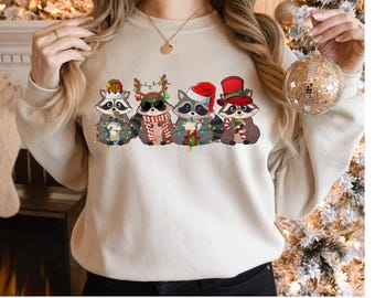 Christmas Raccoon Sweatshirt,  Raccoon Sweatshirt, Christmas Animal Sweatshirt, Merry Christmas Sweatshirt, Raccoon Sweater, Christmas Gifts