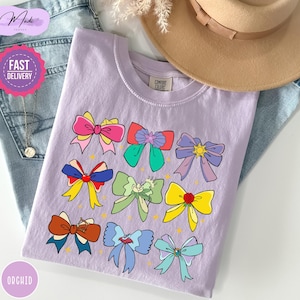 Comfort Colors® Disney Princess Cute Ribbons And Bows T-Shirt, Disney Princess Coquette Bow Shirt, Disney Princess Shirt, Princess Bow Shirt
