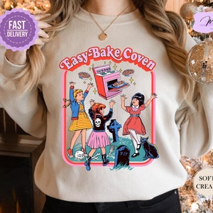 Easy Bake Coven 90s Horror Movie Fan Sweatshirt, Halloween Sweatshirt, Scary Halloween Crewneck, Witchy Vibes Sweatshirt, Spooky Season Gift